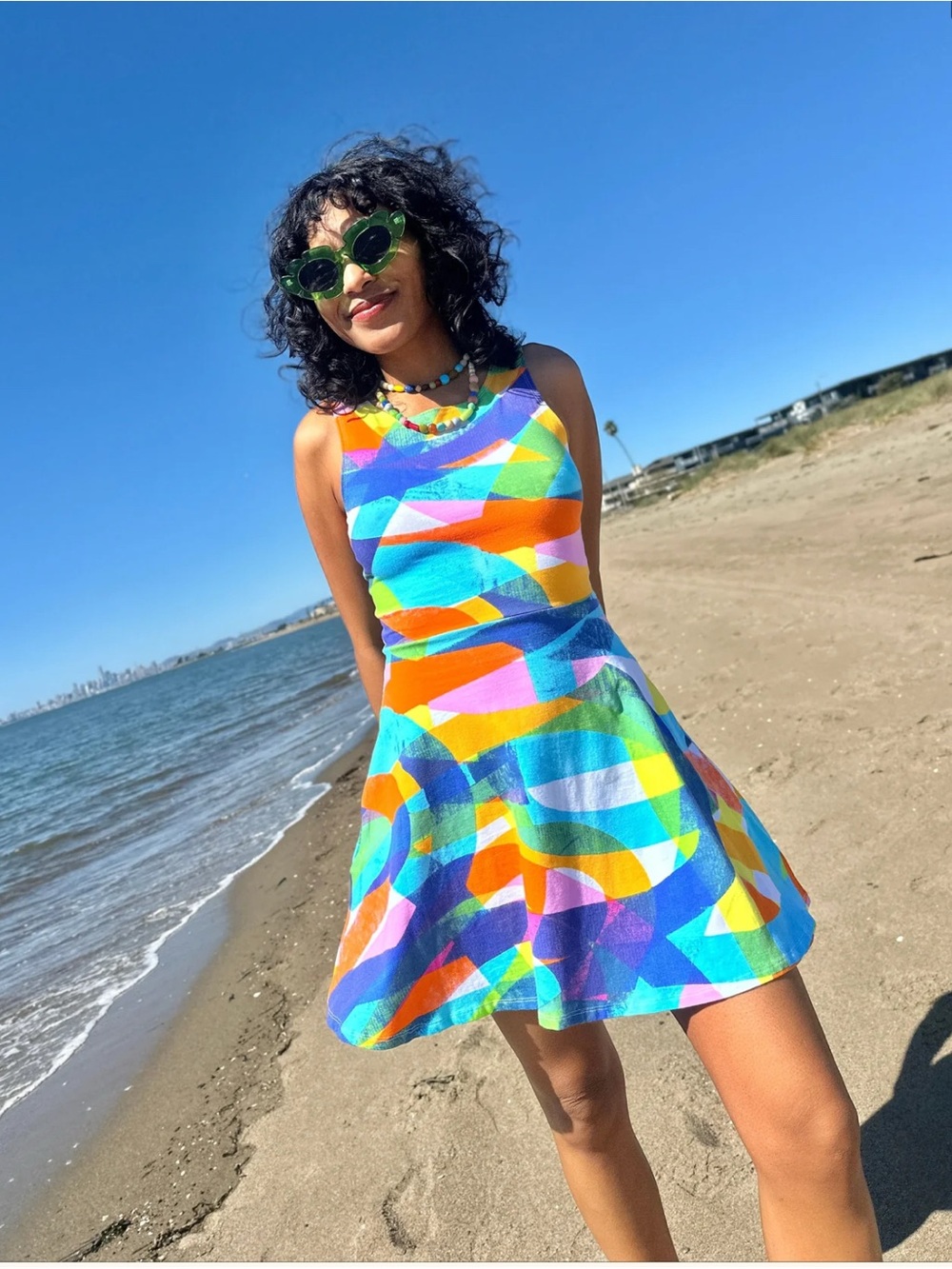 Nooworks Multicolor Geometric Mini Dress - Blue, Yellow, Pink, Green - Picture 2 of 5